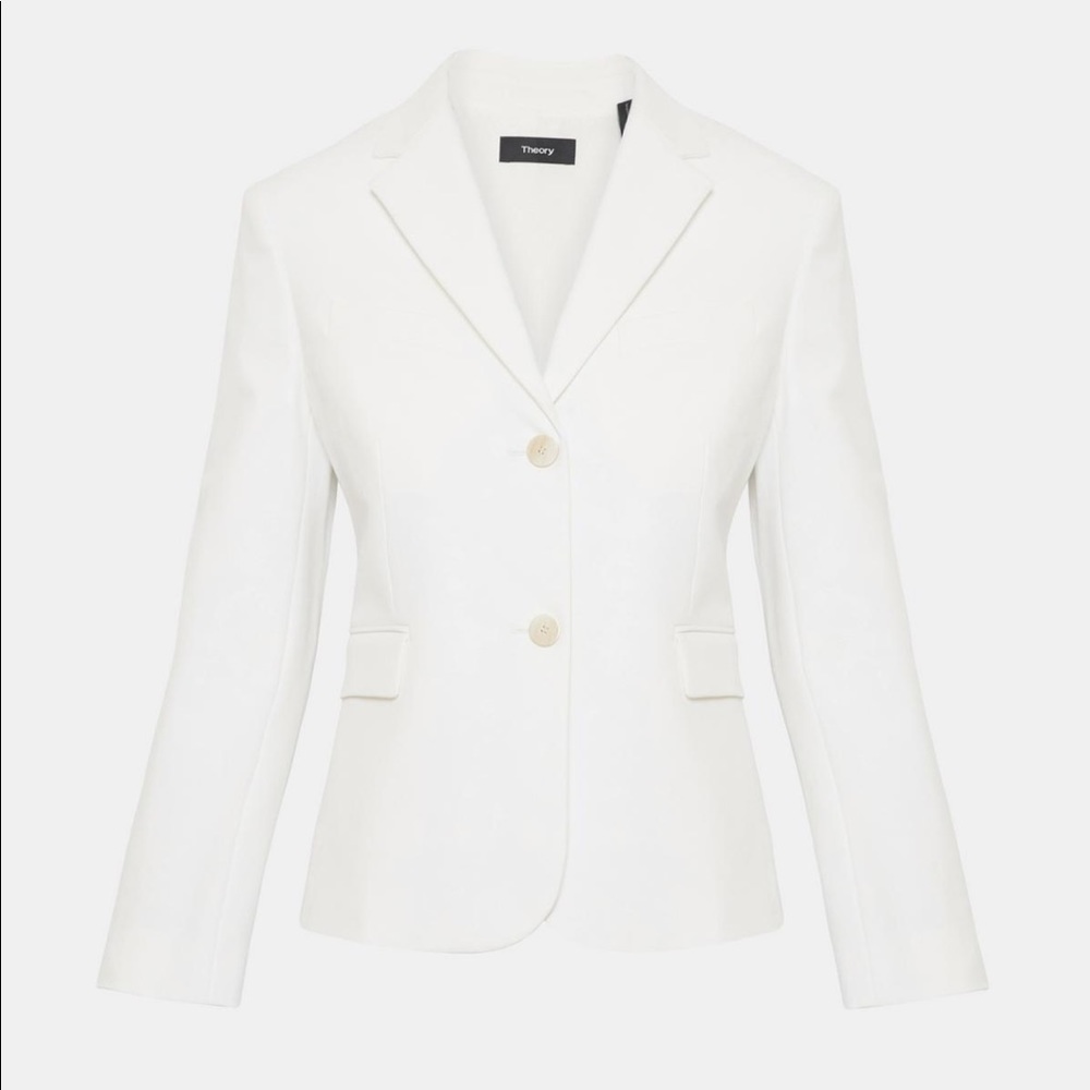 Theory double stretch cotton jacket shrunken white